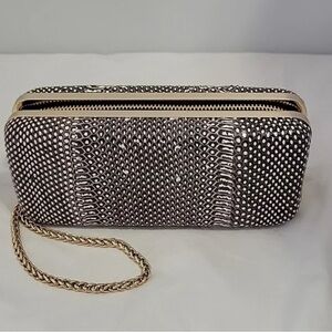 Reiss Black and Gold Snakeskin Clutch